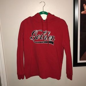 red sweatshirt